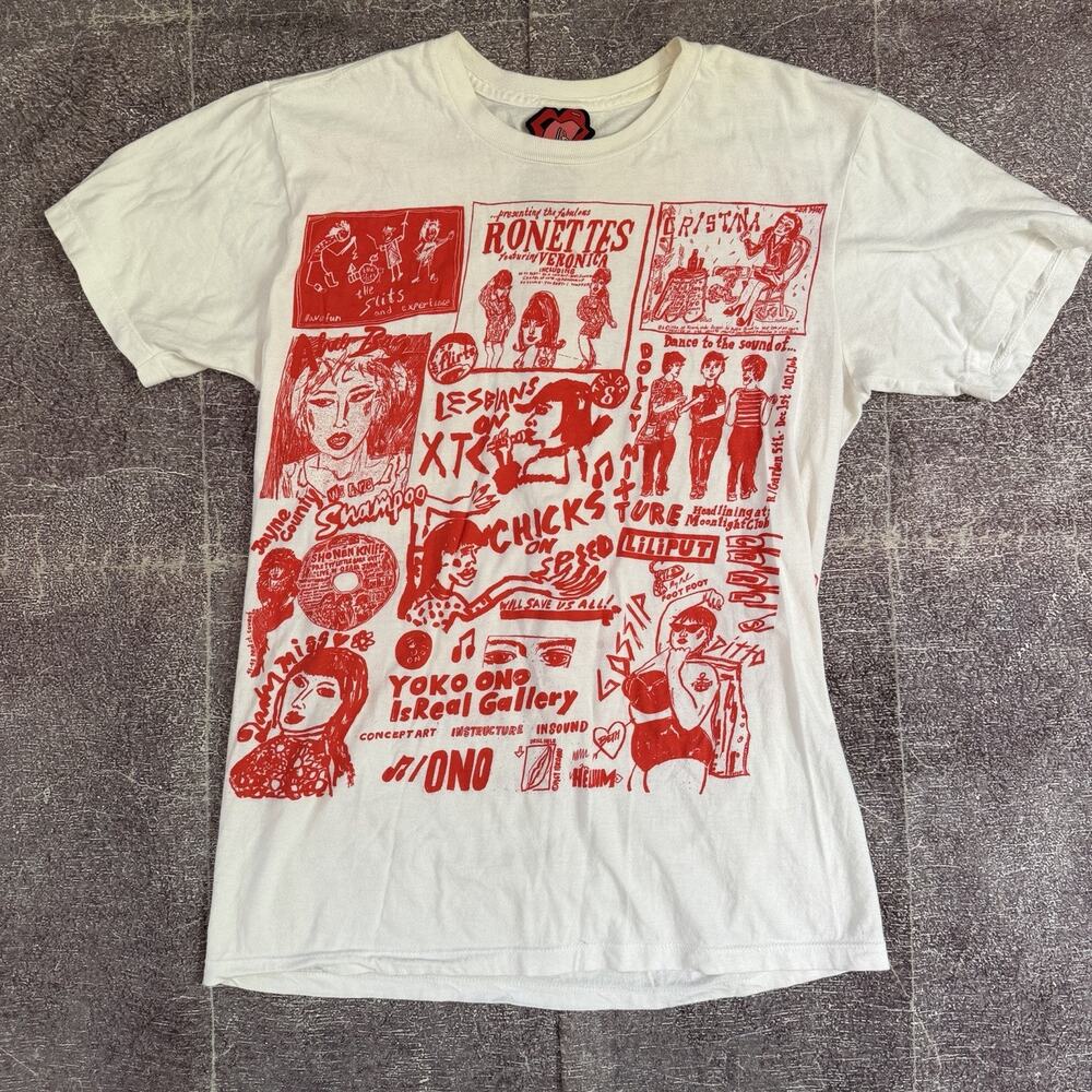Women's Y2K Wacky Wacko Seth Bogart Pop Art All Over Print Graphic T Shirt Sz S